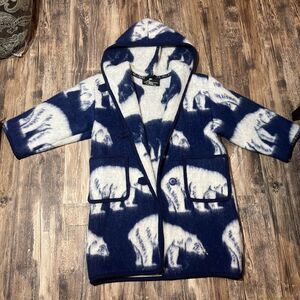 Vintage Lillunn Polar Bear Wool Blanket Coat Made in Norway Size Small Unisex